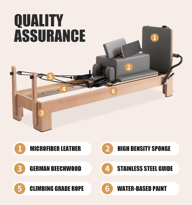 Maple wooden core pilates Reformer with inside footbar