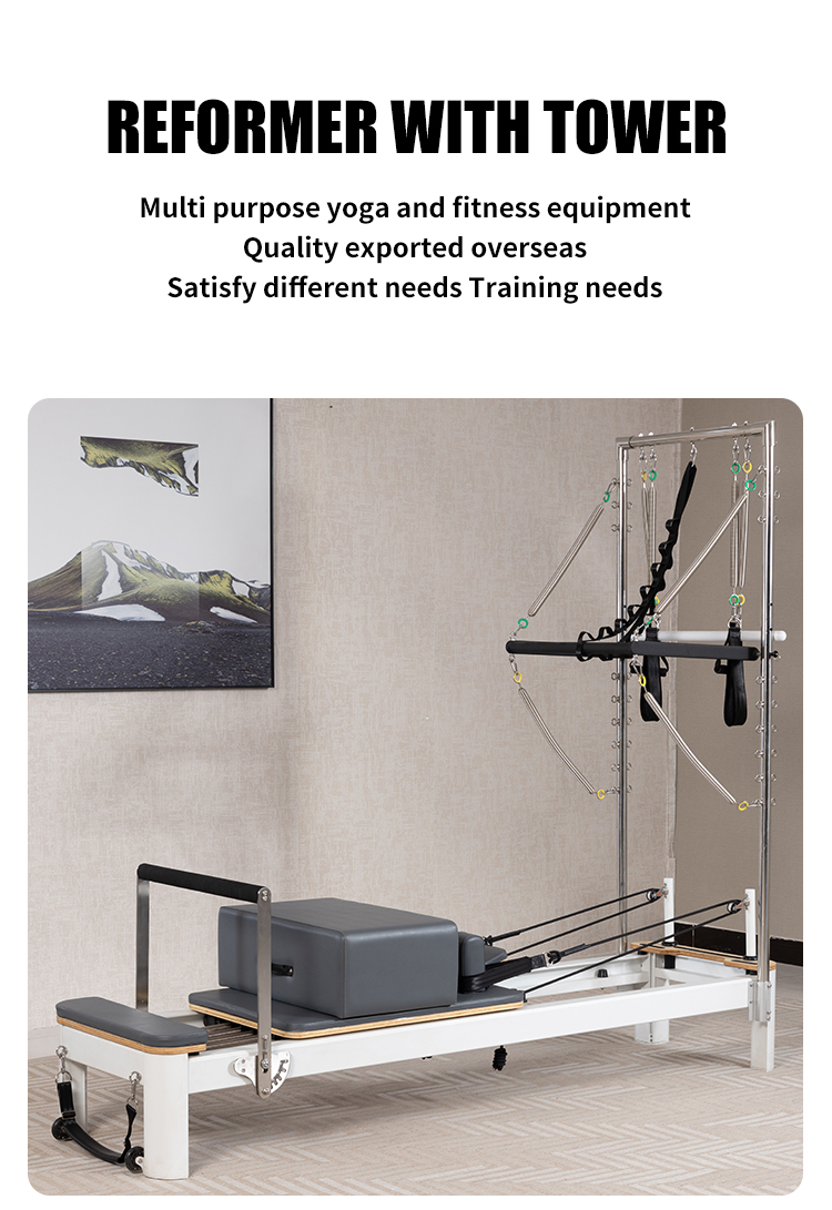 White Aluminium Pilates Reformer with Tower