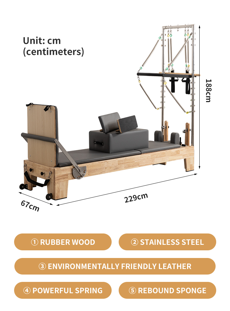 Oak Pilates Bed Cadillac Flat Bed