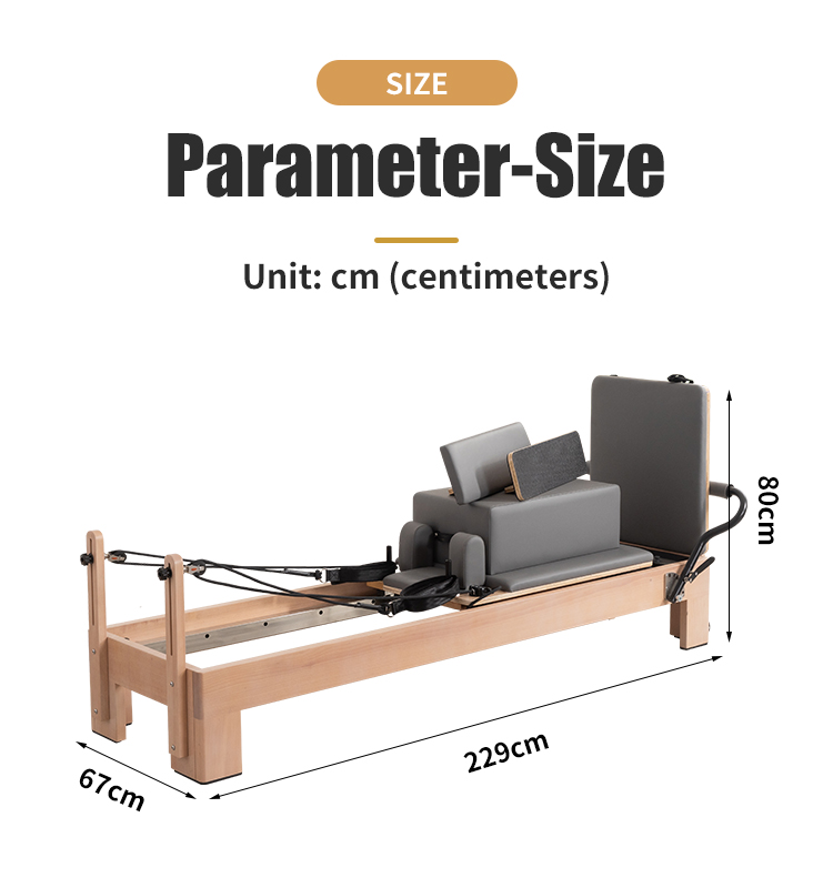 Maple wooden core pilates Reformer with inside footbar