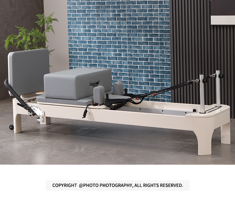 White Rounded Wooden Pilates Reformer