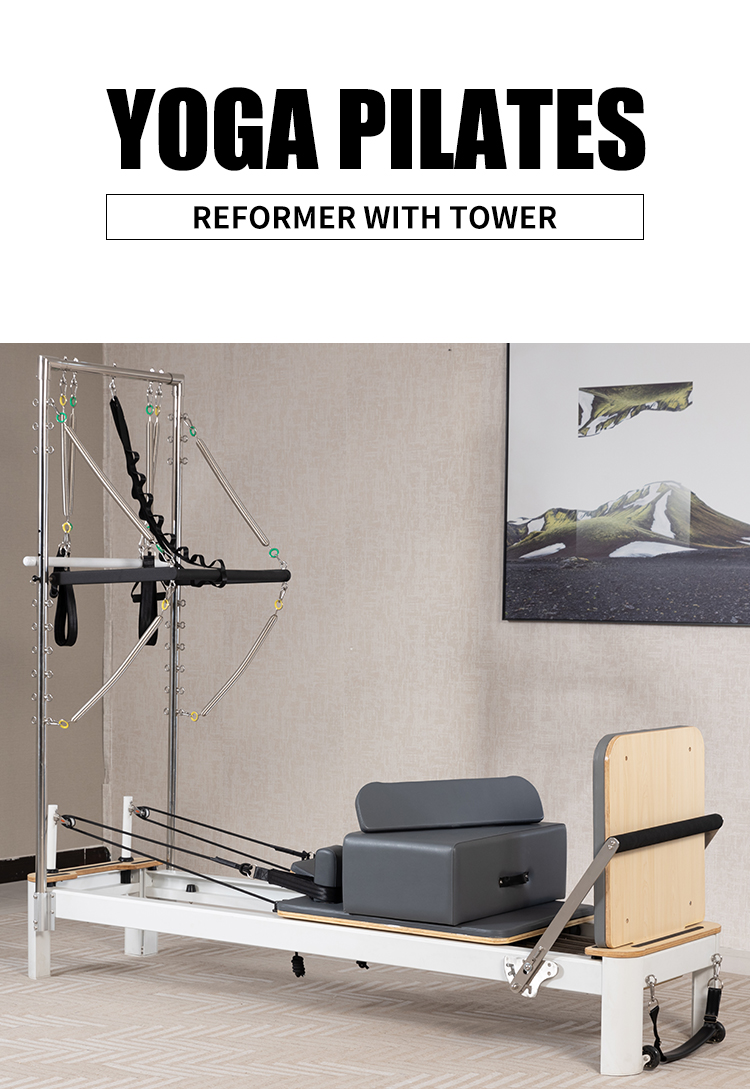 White Aluminium Pilates Reformer with Tower