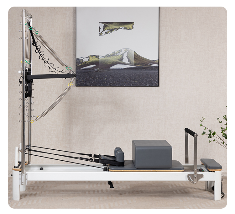 White Aluminium Pilates Reformer with Tower