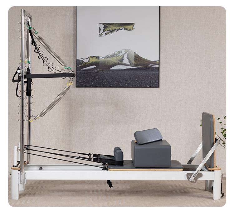 White Aluminium Pilates Reformer with Tower