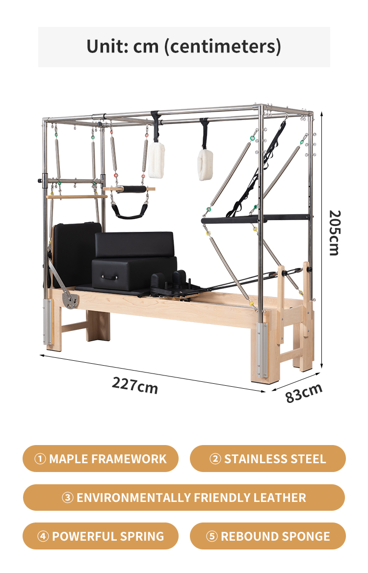 Oak Narrow Foot Pilates Reformer with Tower